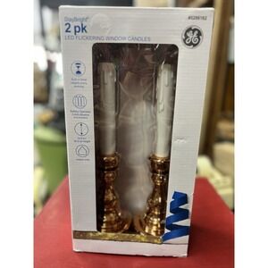 GE Stay Bright 2pk LED Flickering Window Flameless Candle W/Timer Battery NEW